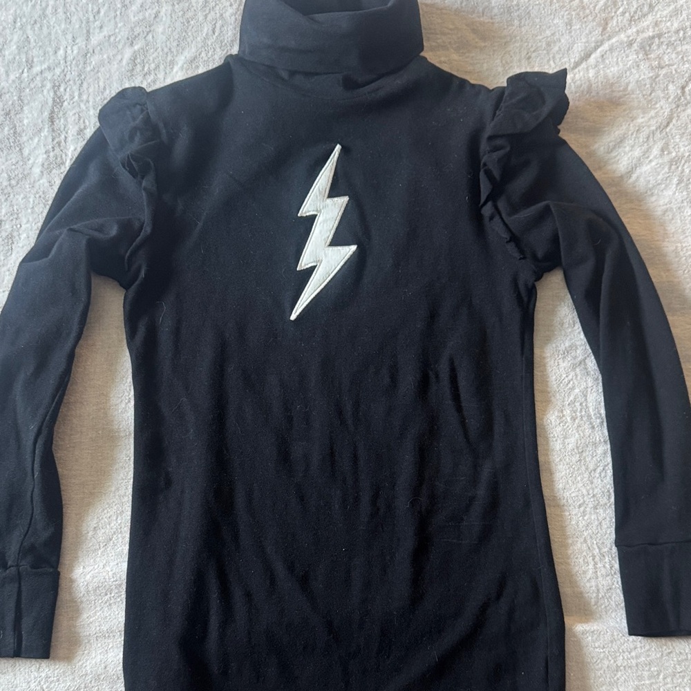 Sugarhigh Lovestoned Black Turtleneck Sweater with Silver Lightning Detail